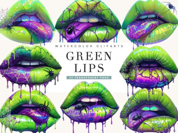 Download Watercolor Green Lips Clipart Bundle - Premium Resources