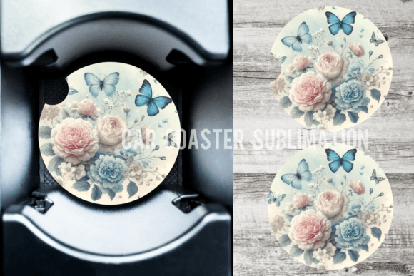 Download Butterfly Blue Car Coaster Designs - Car coaster designs Collection