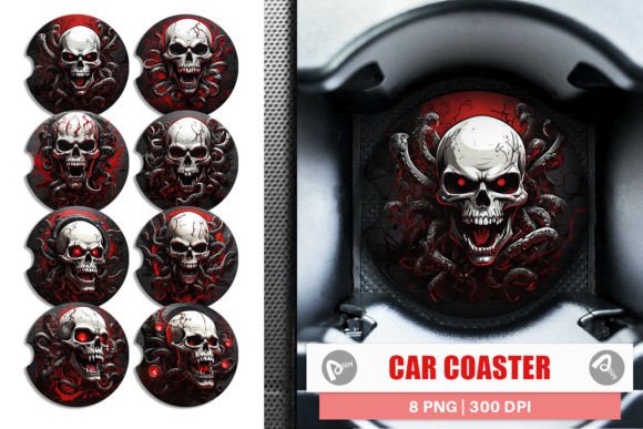 Download Car Coaster Skull with Tentacles - Premium Bundle