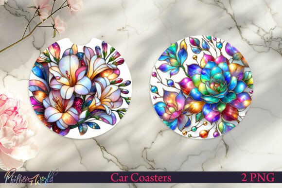 Download Floral Colorful Car Coaster Designs - Car coaster designs Collection