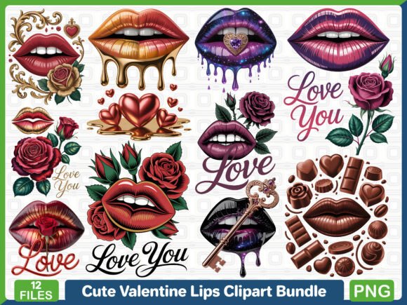 Download Cute Valentine Lips Clipart Bundle - Lips clipart bundle Collection