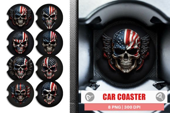 Download Car Coaster Patriotic Skull - Premium Resources