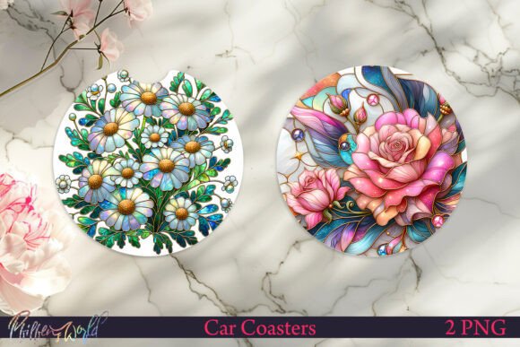 Download Radiant Rose Glass Car Coaster Designs - Car coaster designs Collection